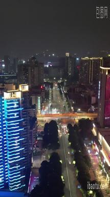 航拍广西南宁城市建设夜景